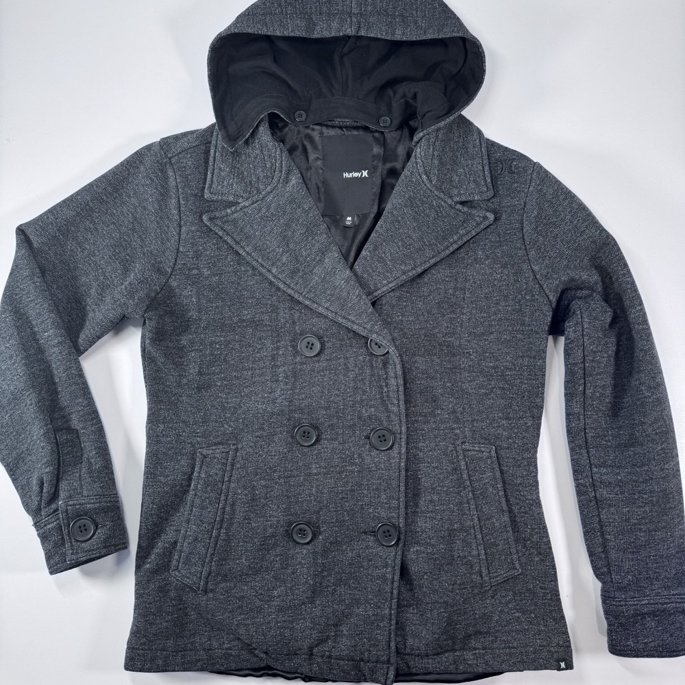 HURLEY Winchester Hooded‎ Fleece Peacoat Jacket Womens Medium Detachable Hood